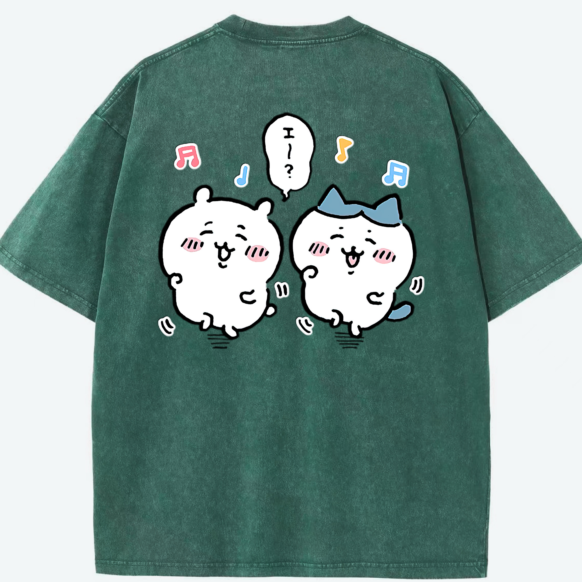 （画像用） ちいかわ ハチワレ Chii-kawa hachiware 綿100% ヴィンテージ風 半袖Tシャツ（背面プリント）